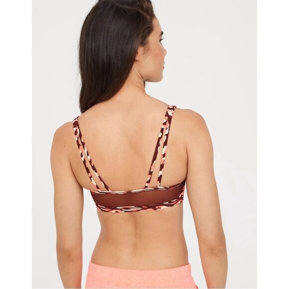 NWT Aerie Goals Plunge Sports Bra Maplewood Womens Size Large Womens Size XS - Picture 5 of 10